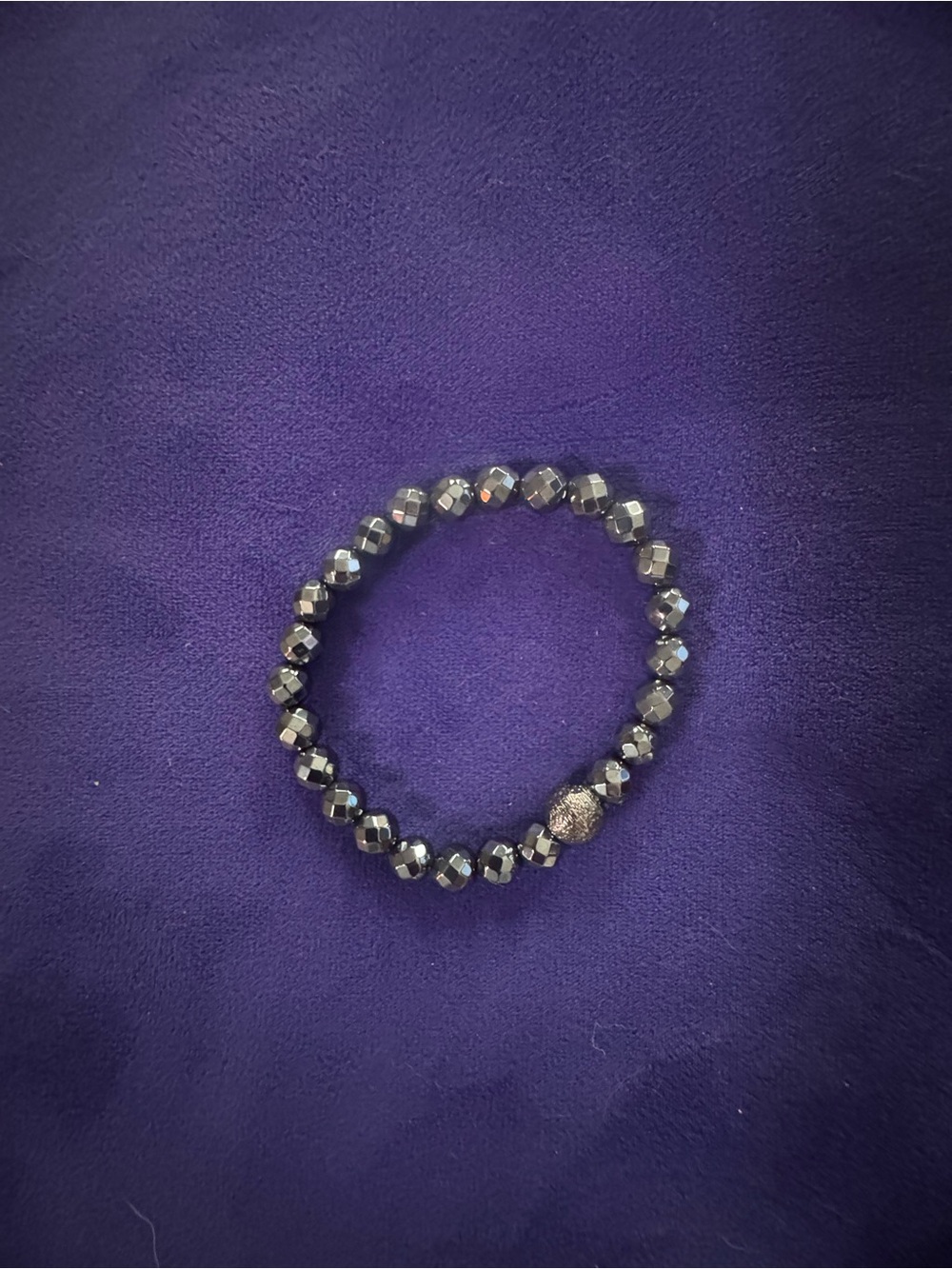 Sparkling Hematite Beaded Stretch Bracelet - Black